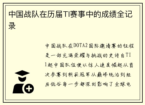 中国战队在历届TI赛事中的成绩全记录